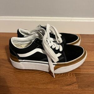 Vans Women’s  Black Sneakers with Gold Trim